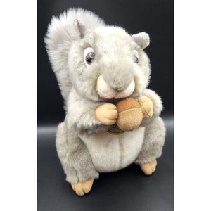 Miyoni By Aurora Plush Stuffed Squirrel Grey Holding An Acorn 8" EUC